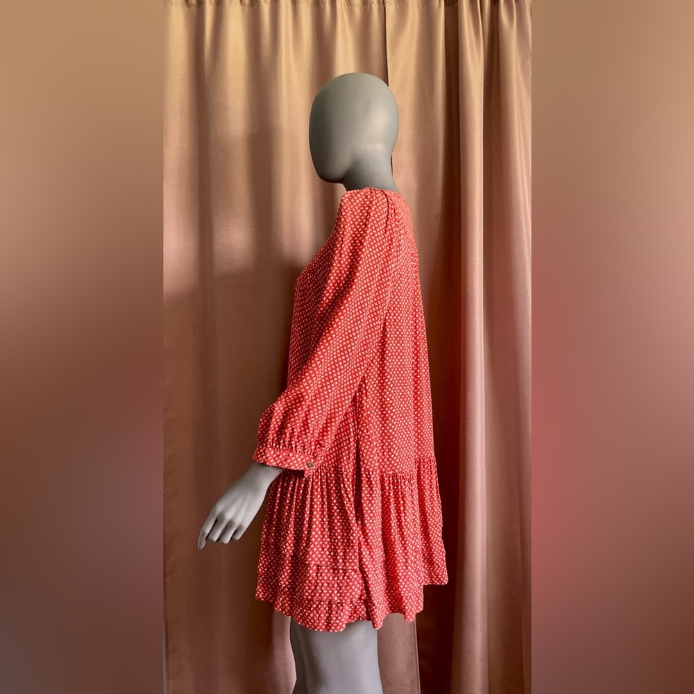 Anthropologie Holding Horses Small Pavin button-down tunic Rust Dot Print GUC - Picture 2 of 7